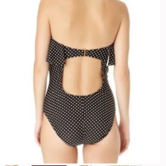 A.N.A. One piece Swimsuit Polka Dot Black & White M Off Shoulder or Halter NWT - Picture 3 of 12